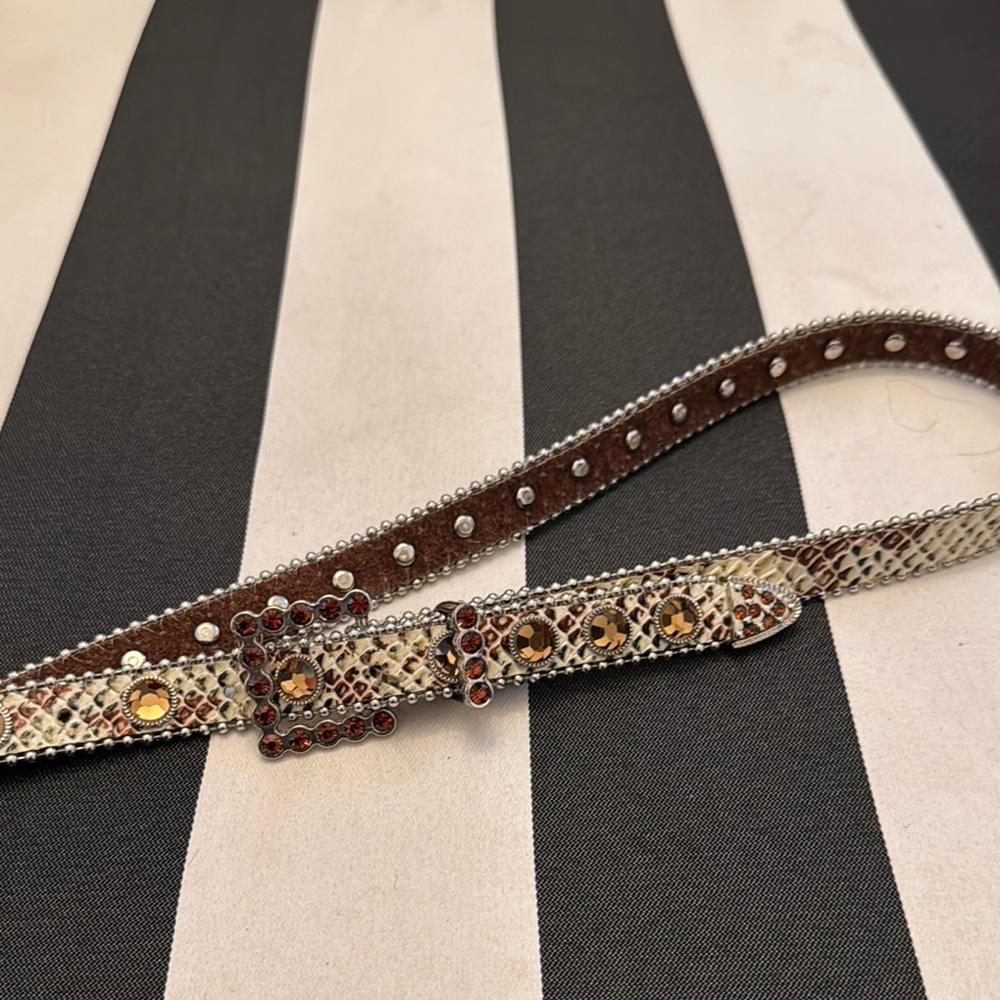Brielle Brown and Silver Embellished Belt, Sz M